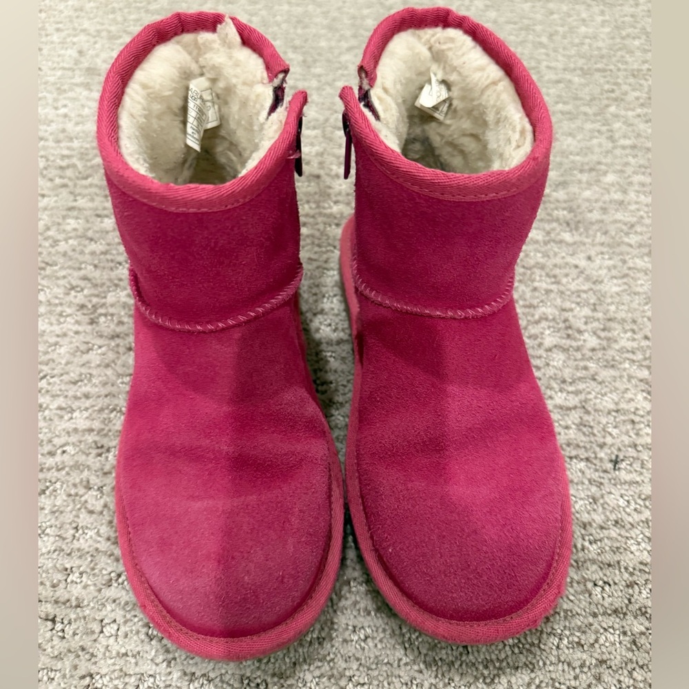 Koolaburra Pink Suede Ankle Boots with Fur Lining
